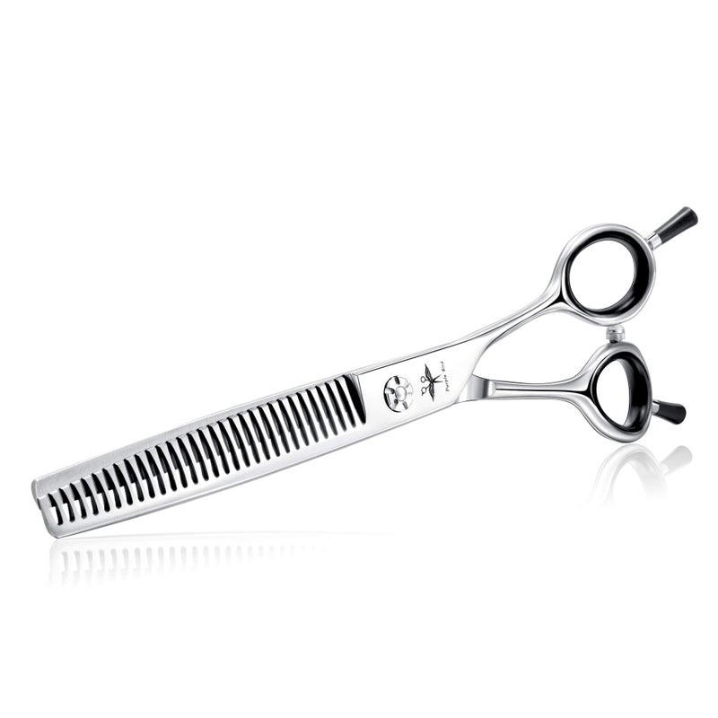 PURPLEBIRD PURPLRBIRD 7 Inch Straight Dog Grooming Scissors Pet Thinning Texturizing Shears Professional Safety Blunt Tip Trimming Shearing for Dogs Cats Face Paws Limbs Japanese Stainless Steel Silver - Image 1